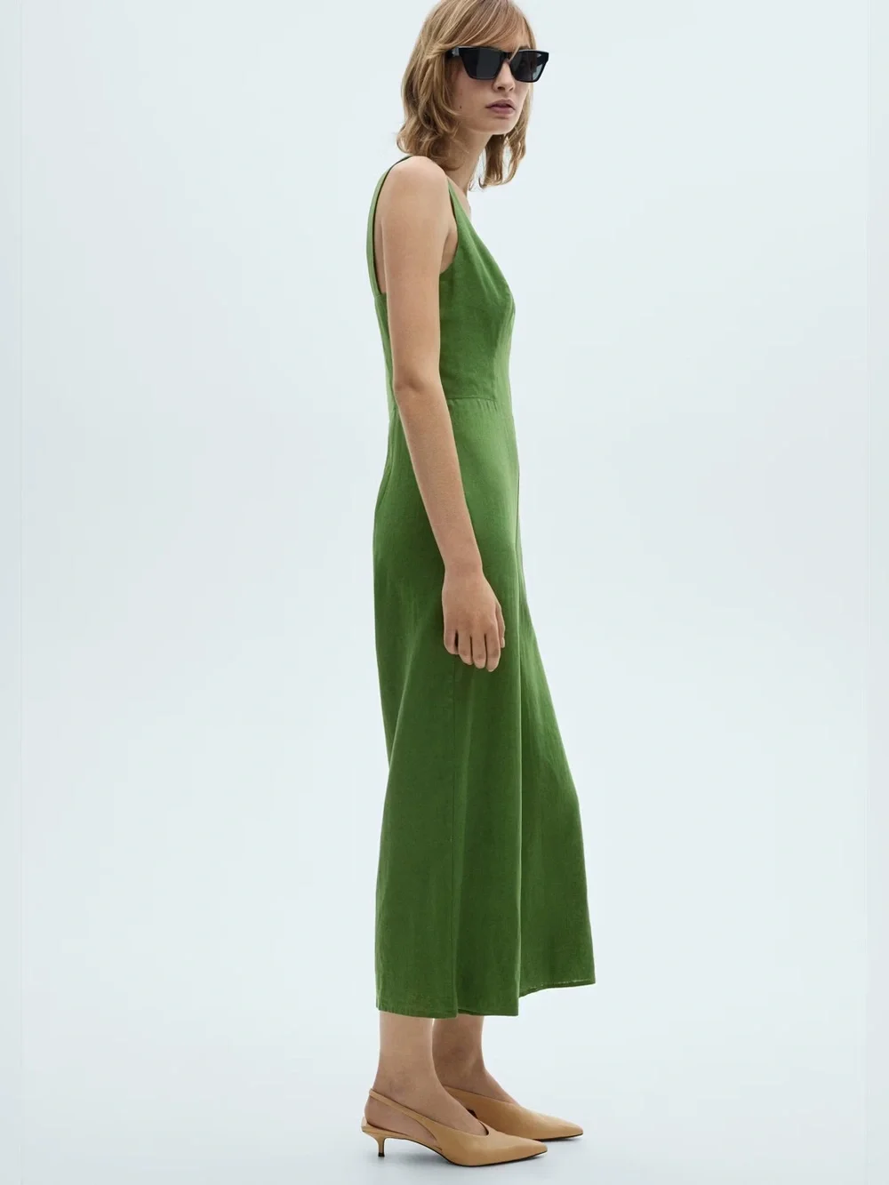 Mango Green straight fit linen jumpsuit NWT